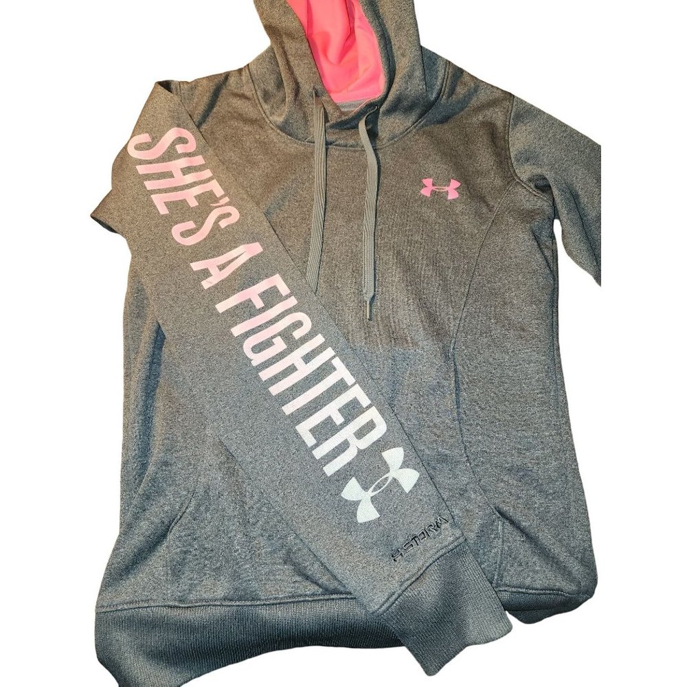 Under‎ Armour Womens Breast Cancer Activewear Hoodie Pullover XS Gray Pink White